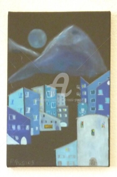 Painting titled "Village noctune. 09" by Pascal Russi (PRussi), Original Artwork