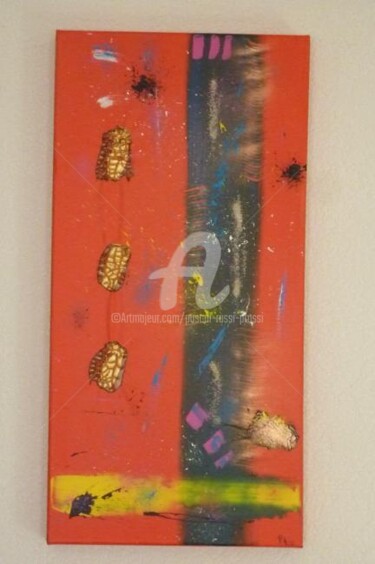 Peinture intitulée "Les 3 scarabés" par Pascal Russi (PRussi), Œuvre d'art originale, Huile
