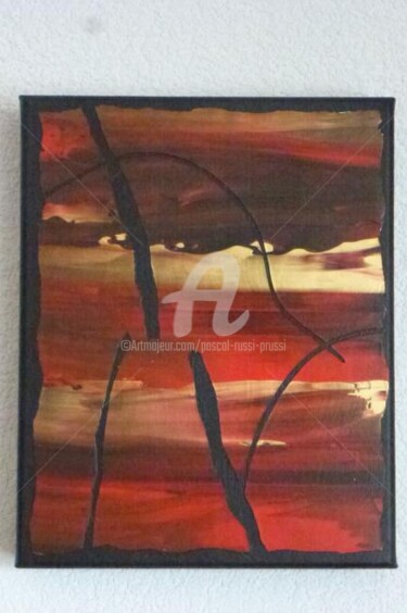 Painting titled "Feu ardent" by Pascal Russi (PRussi), Original Artwork, Oil