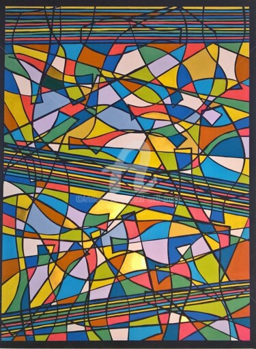 Painting titled "21.la valse colorée…" by Pascal Russi (PRussi), Original Artwork, Acrylic