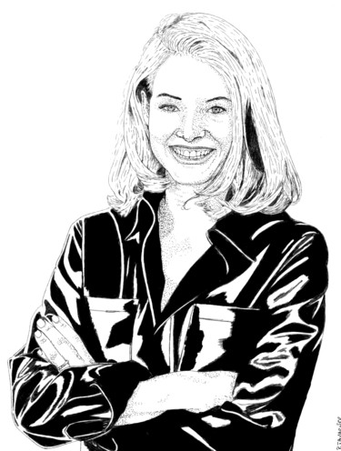 Drawing titled "Jodie Foster" by Pascal Tavarner, Original Artwork, Ink