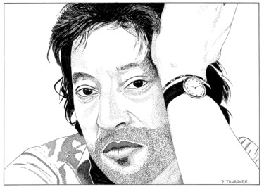 图画 标题为“Serge Gainsbourg” 由Pascal Tavarner, 原创艺术品, 墨