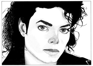 Rysunek zatytułowany „Michael Jackson” autorstwa Pascal Tavarner, Oryginalna praca, Atrament