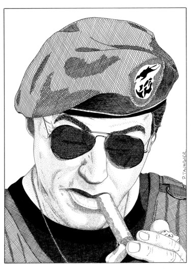 「Sylvester Stallone」というタイトルの描画 Pascal Tavarnerによって, オリジナルのアートワーク, インク