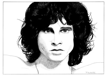 Dessin intitulée "Jim Morrison" par Pascal Tavarner, Œuvre d'art originale, Encre