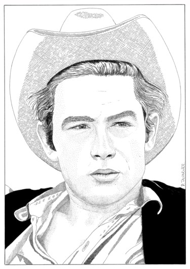 Desenho intitulada "James Dean" por Pascal Tavarner, Obras de arte originais, Tinta