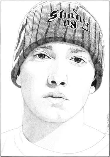 Drawing titled "Eminem" by Pascal Tavarner, Original Artwork, Ink