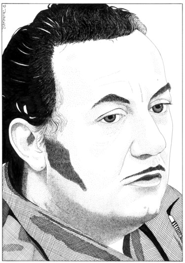 Drawing titled "Michel Colucci" by Pascal Tavarner, Original Artwork, Ink