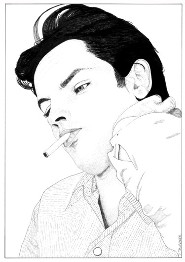 图画 标题为“Alain Delon” 由Pascal Tavarner, 原创艺术品, 墨