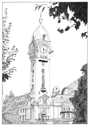 Dibujo titulada "Gare de Limoges Bén…" por Pascal Tavarner, Obra de arte original, Tinta
