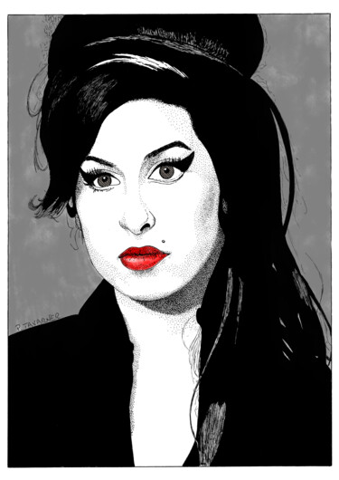 Digital Arts με τίτλο "Amy Winehouse coule…" από Pascal Tavarner, Αυθεντικά έργα τέχνης, Μελάνι