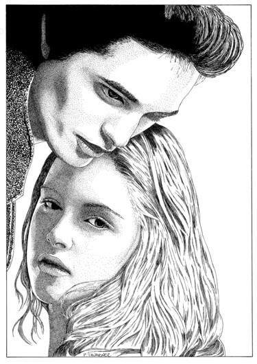 Dibujo titulada "Kristen Stewart et…" por Pascal Tavarner, Obra de arte original, Tinta