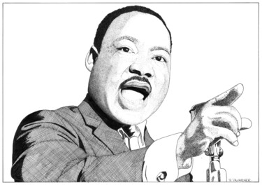 Рисунок под названием "Martin Luther King" - Pascal Tavarner, Подлинное произведение искусства, Чернила