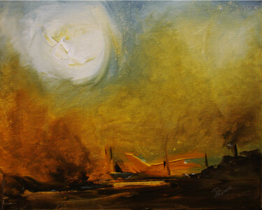 Painting titled "Pleine lune" by Pascal Thomas, Original Artwork, Acrylic