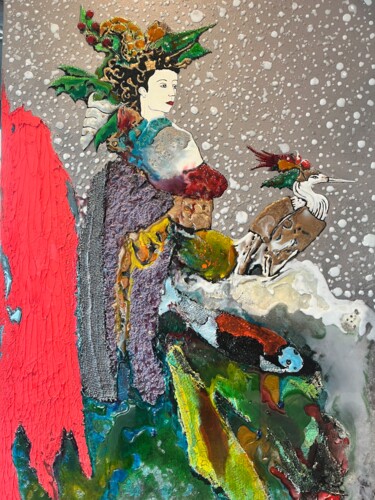 Painting titled "WINTER GEISHA" by Pascal Valognes, Original Artwork, Oil