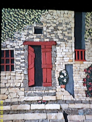 Escultura titulada "la porte d entree" por Nadine Danis, Obra de arte original, Mosaico