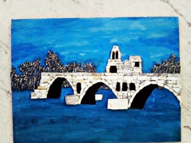Sculpture intitulée "le pont d Avignon" par Nadine Danis, Œuvre d'art originale, Mosaïque