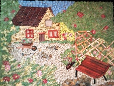Scultura intitolato "Maison percheronne…" da Nadine Danis, Opera d'arte originale, Mosaico