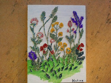 Scultura intitolato "Fleurs des champs" da Nadine Danis, Opera d'arte originale, Mosaico