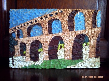 Sculpture titled "Le Pont du Gard" by Nadine Danis, Original Artwork, Mosaic