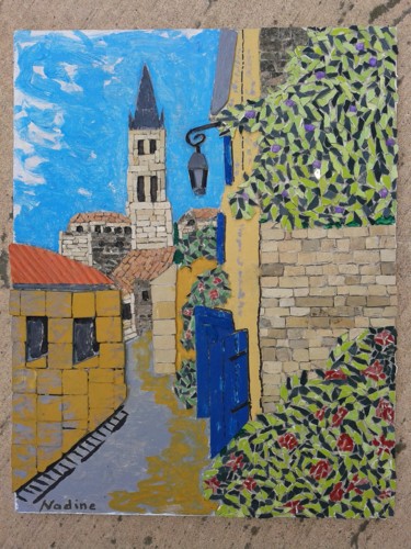 Sculpture titled "Saint-Emilion." by Nadine Danis, Original Artwork, Mosaic