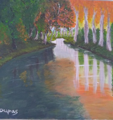 Malerei mit dem Titel "Canal du midi" von Dupas, Original-Kunstwerk, Acryl