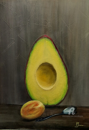 Painting titled "Avocado-2021" by Pascal Brunou, Original Artwork, Acrylic