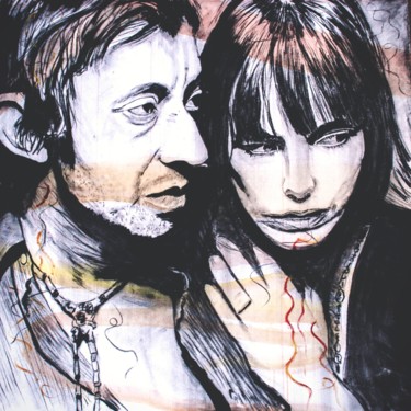 Schilderij getiteld "Serge Gainsbourg" door Pascal Dewyn, Origineel Kunstwerk, Acryl