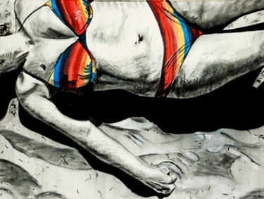 Schilderij getiteld "Zand" door Pascal Dewyn, Origineel Kunstwerk, Acryl