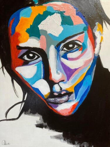 Painting titled "MATHILDA.M" by Pascale Albizzati, Original Artwork, Acrylic Mounted on Wood Stretcher frame