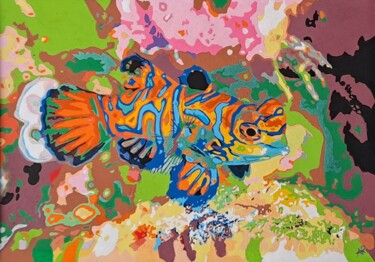 Schilderij getiteld "Poisson exotique su…" door Pascale Alloncle, Origineel Kunstwerk, Acryl