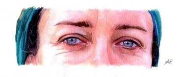 Painting titled "Portrait Yeux Maryse" by Pascale Alloncle, Original Artwork, Watercolor