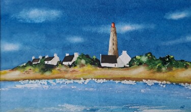 Malerei mit dem Titel "Phare breton - Côte…" von Pascale Alloncle, Original-Kunstwerk, Aquarell