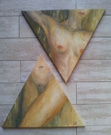 Painting titled "ibidem" by Pascale Cormouls, Original Artwork, Oil Mounted on Wood Stretcher frame
