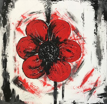 Painting titled "Gerbera" by Pascale De Iudicibus, Original Artwork, Acrylic Mounted on Wood Stretcher frame