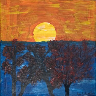 Peinture intitulée "Coucher de soleil e…" par Pascale De Iudicibus, Œuvre d'art originale, Acrylique Monté sur Châssis en bo…