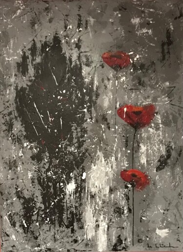 Painting titled "Jolis coquelicots" by Pascale De Iudicibus, Original Artwork, Acrylic Mounted on Wood Stretcher frame