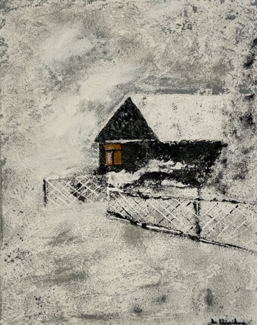 Painting titled "Silence hivernal" by Pascale De Iudicibus, Original Artwork, Acrylic Mounted on Wood Stretcher frame