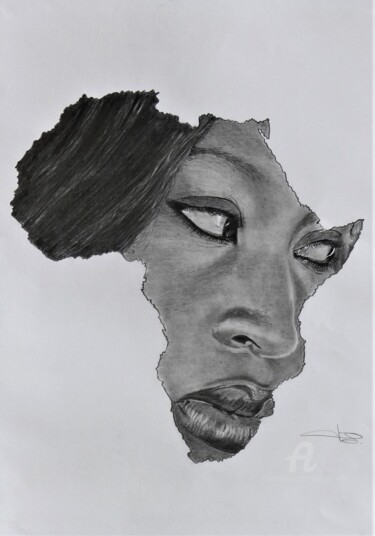 Drawing titled "Africa - Regard sur…" by Pascale Scheip, Original Artwork, Graphite