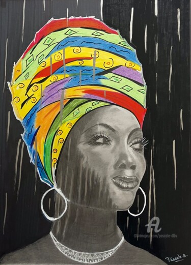 Dessin intitulée "I Love Africa" par Pascale Scheip, Œuvre d'art originale, Graphite