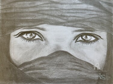 Drawing titled "Le Touareg" by Pascale Scheip, Original Artwork, Pencil