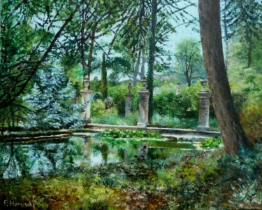 Pittura intitolato "Le jardin de Javon" da Pascale Harnisch, Opera d'arte originale, Olio