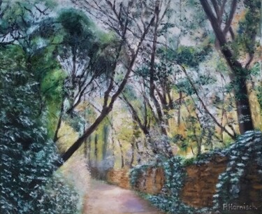 Painting titled "Chemin mystérieux" by Pascale Harnisch, Original Artwork, Oil