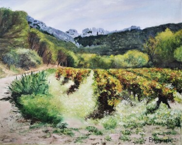 Painting titled "Vignes et Dentelles…" by Pascale Harnisch, Original Artwork, Oil