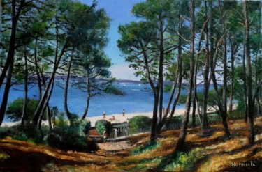 Painting titled "Plage Pereire" by Pascale Harnisch, Original Artwork, Oil