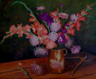 Painting titled "Les fleurs d'Hélène" by Pascale Harnisch, Original Artwork, Oil