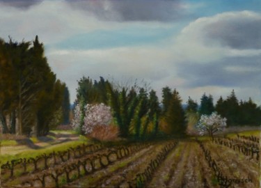 Painting titled "Eveil du printemps" by Pascale Harnisch, Original Artwork, Oil