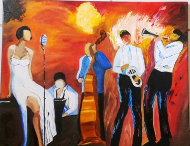 Painting titled "Jazz" by Pascaline Marquet Bernard, Original Artwork, Oil