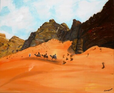 Schilderij getiteld "Wadi Rum" door Pascaline Marquet Bernard, Origineel Kunstwerk, Olie