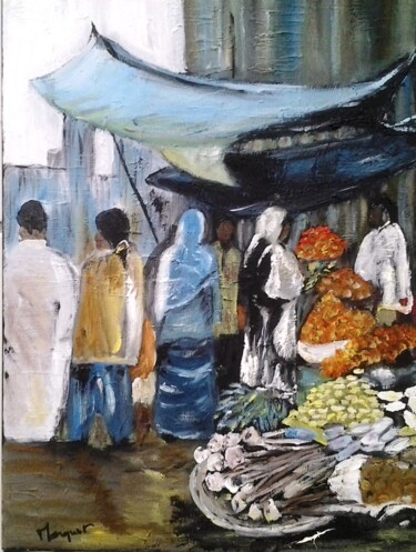Pintura titulada "souk" por Pascaline Marquet Bernard, Obra de arte original, Oleo